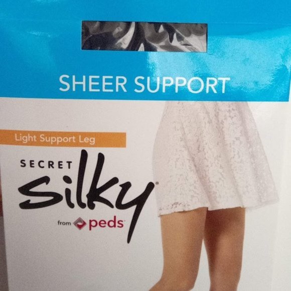 New Secret Silky Control Top Off Black Sheer Support Hosiery Stockings Size C - Picture 5 of 7